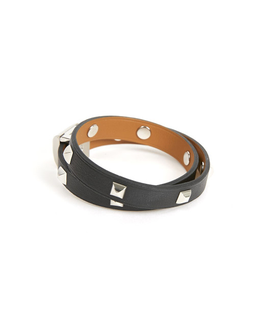Bracelet cuir Medor Infini clouté double tour