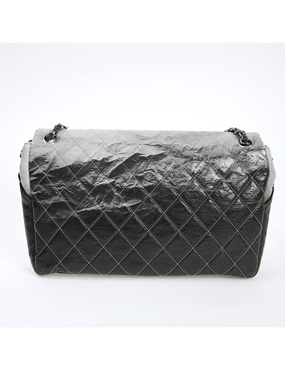 CHANEL Vintage Timeless Flap Bag in Black and Grey Quilted Leather