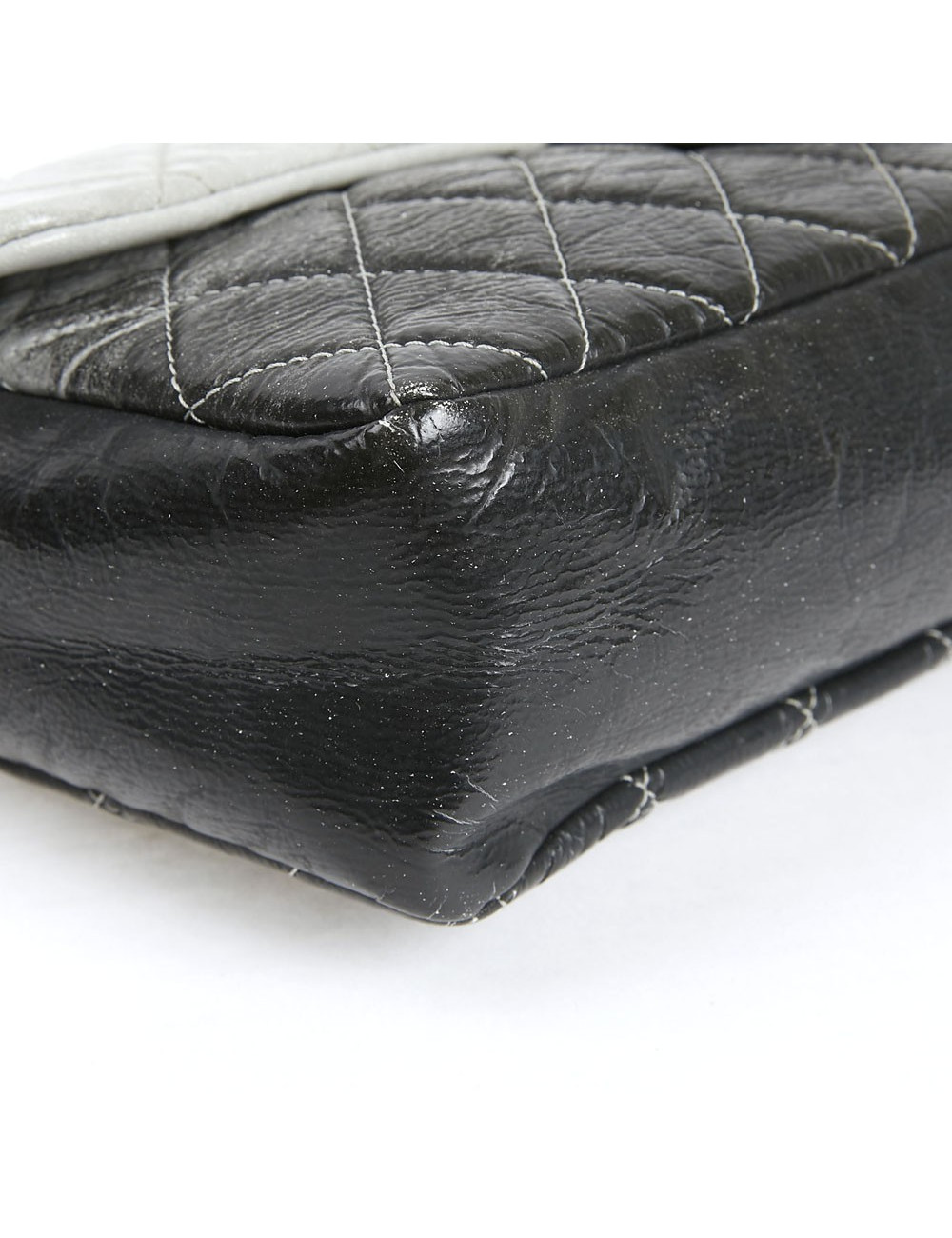 CHANEL Vintage Timeless Flap Bag in Black and Grey Quilted Leather