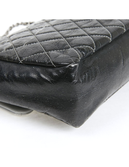 CHANEL Vintage Timeless Flap Bag in Black and Grey Quilted Leather