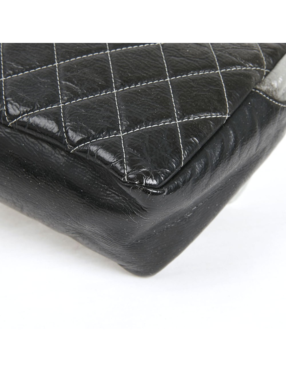 CHANEL Vintage Timeless Flap Bag in Black and Grey Quilted Leather
