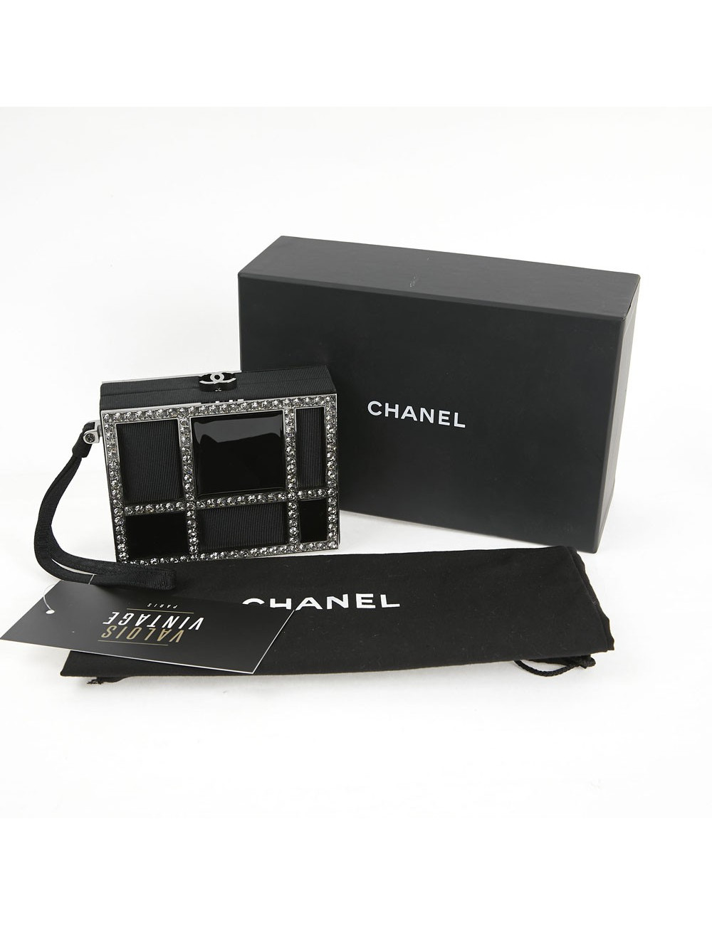 Minaudière CHANEL piqué noir strass