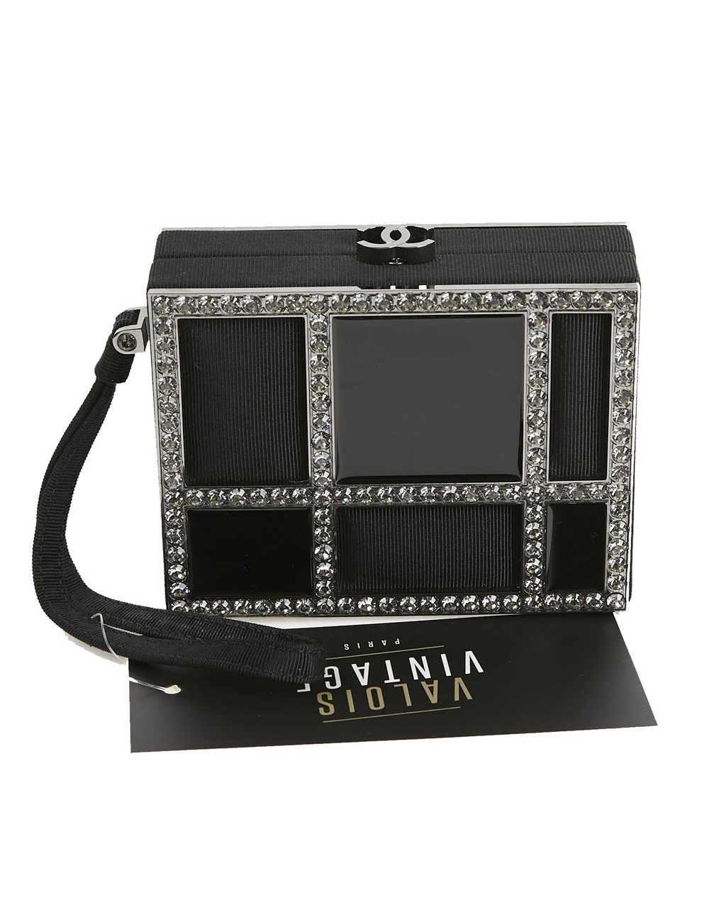 Minaudière CHANEL piqué noir strass