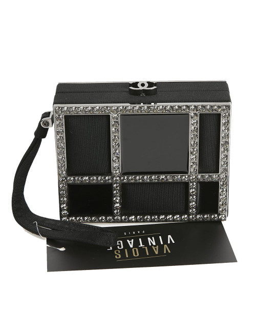 Minaudière CHANEL piqué noir strass