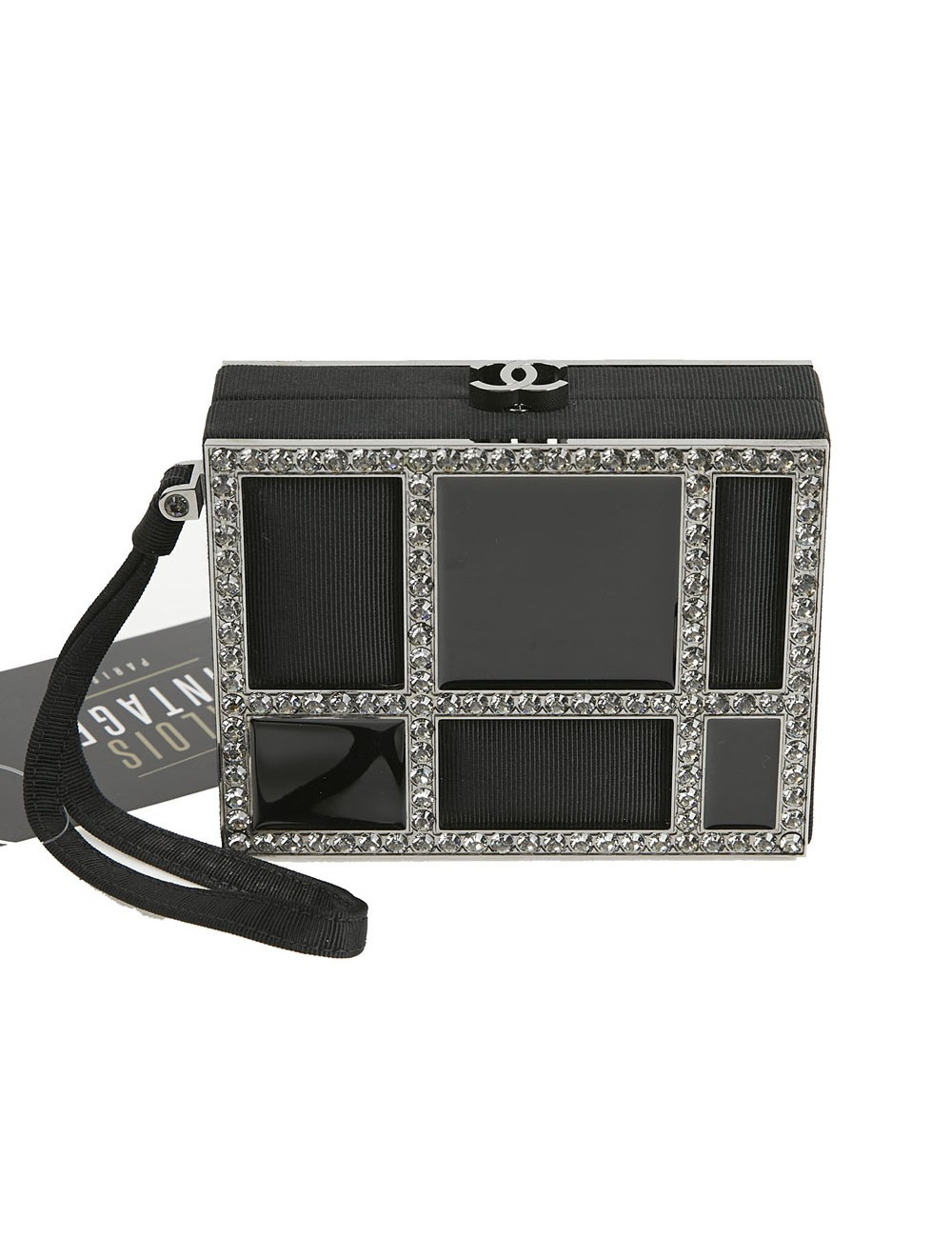 Minaudière CHANEL piqué noir strass
