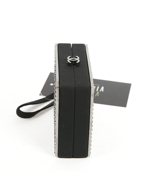 Minaudière CHANEL piqué noir strass
