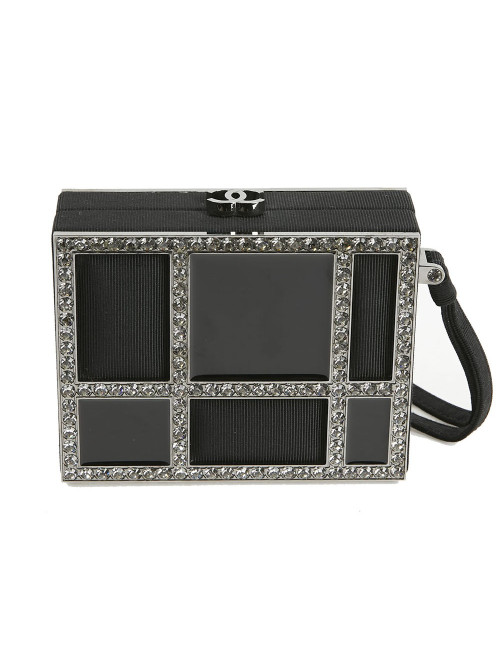 Minaudière CHANEL piqué noir strass