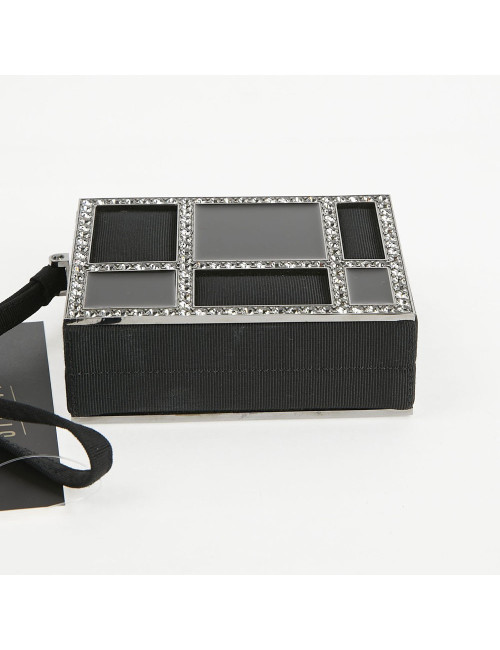 Minaudière CHANEL piqué noir strass