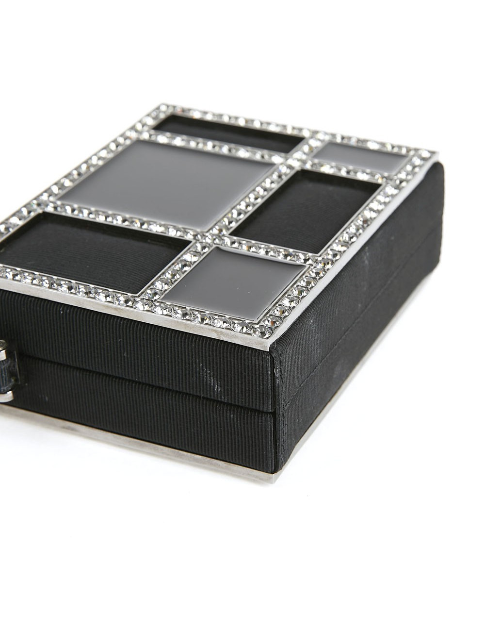 CHANEL Minaudière in Plexi, Black cotton Piqué and Rhinestones