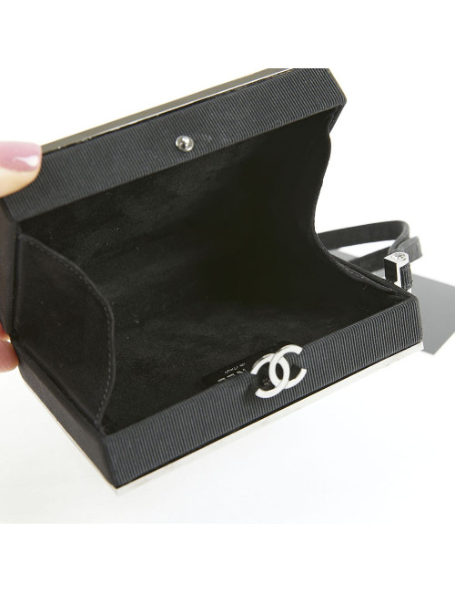 Minaudière CHANEL piqué noir strass