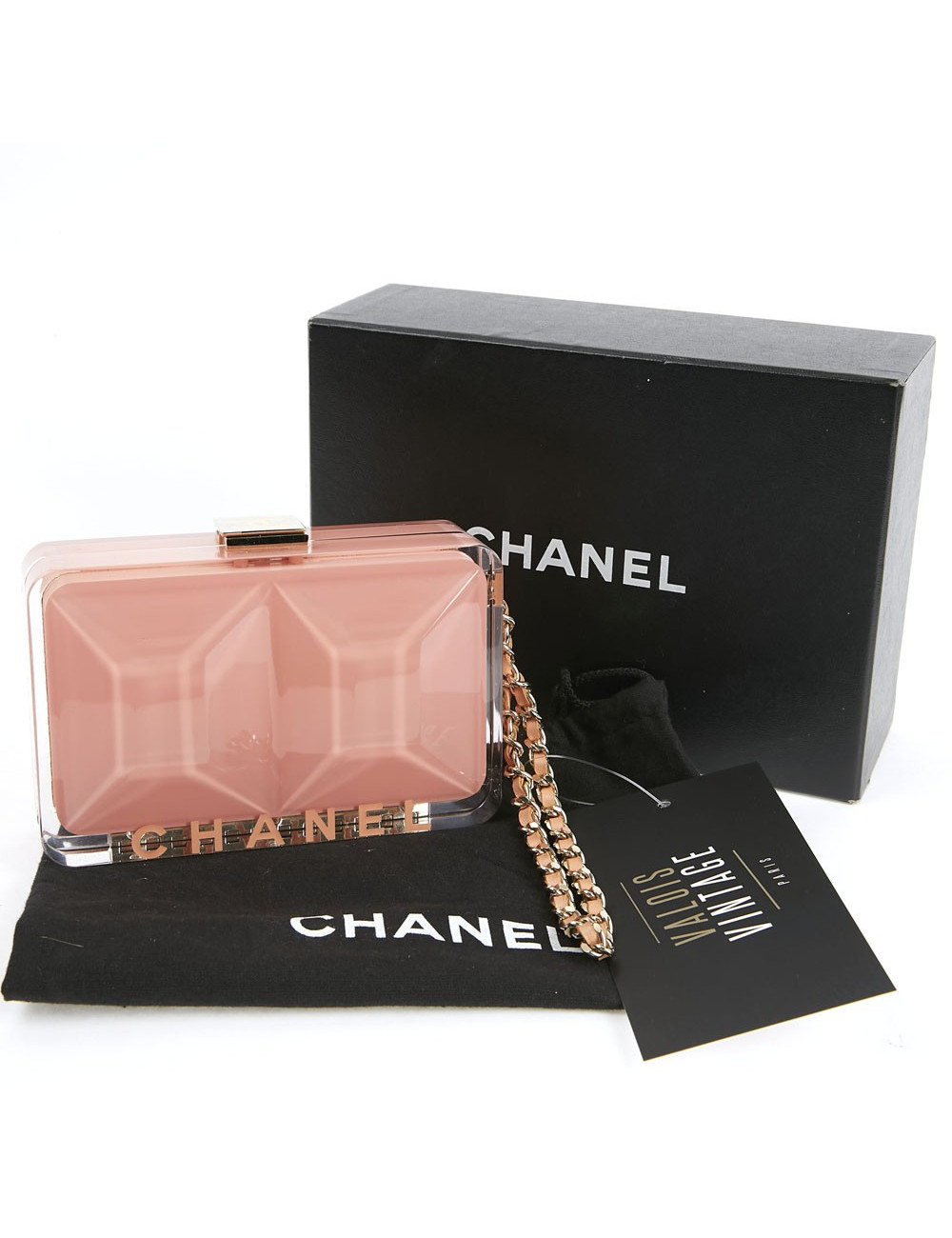 CHANEL Rectangular Clutch in Pink Plexiglass