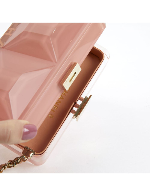 CHANEL Rectangular Clutch in Pink Plexiglass
