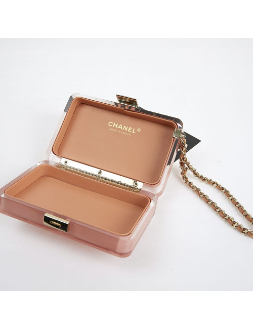 CHANEL Rectangular Clutch in Pink Plexiglass