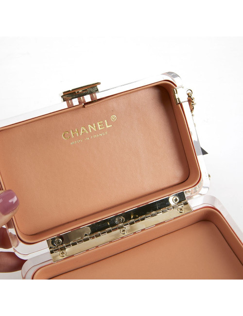 CHANEL Rectangular Clutch in Pink Plexiglass