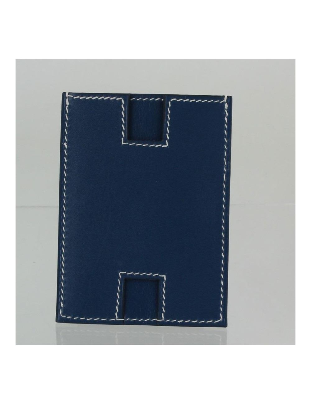Porte-cartes de crédit  H  HERMES cuir lisse bleu