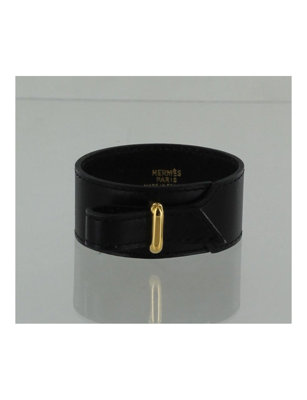bracelet HERMES en cuir lisse noir T M
