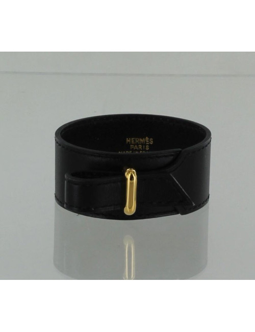 bracelet HERMES en cuir lisse noir T M