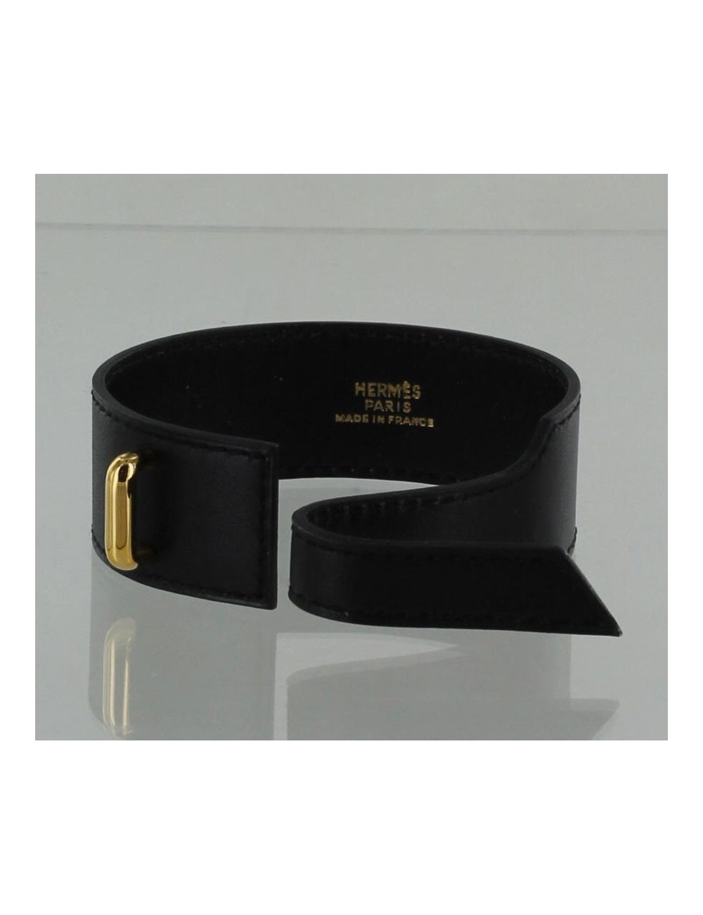 bracelet HERMES en cuir lisse noir T M
