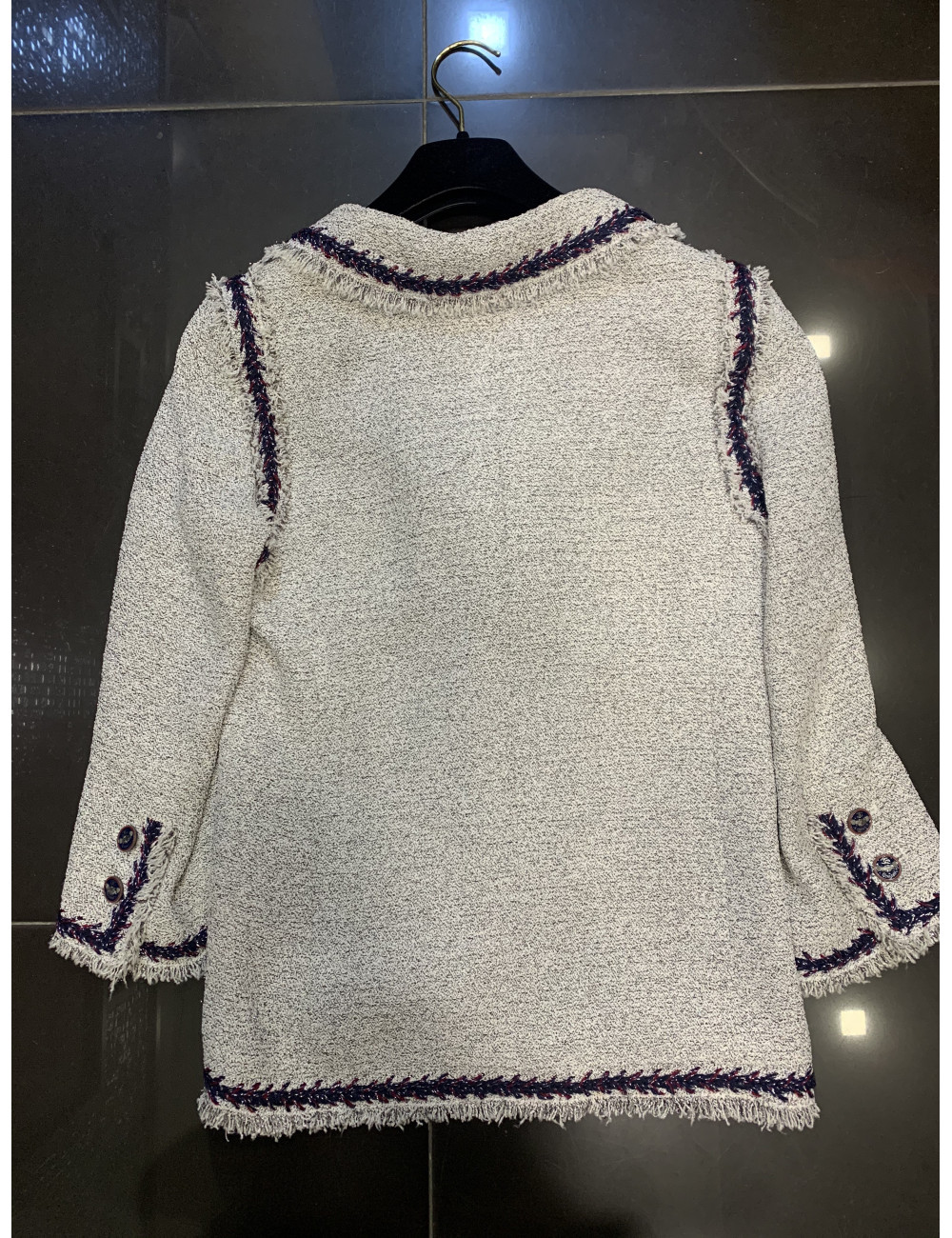 Veste CHANEL T36 bleu argent