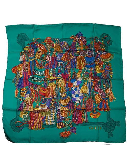 Foulard GUCCI vert motif embrasses