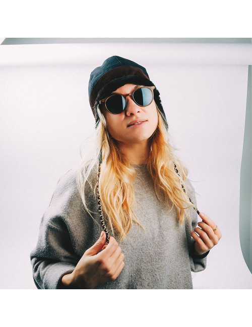 Chapka CHANEL bi-matière marron