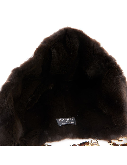 Chapka CHANEL bi-matière marron