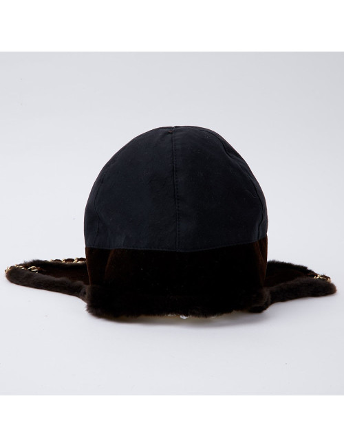 Chapka CHANEL bi-matière marron