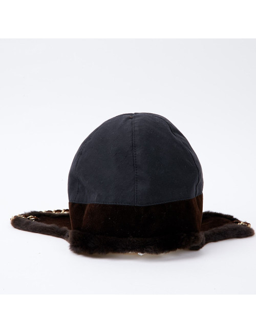 Chapka CHANEL bi-matière marron