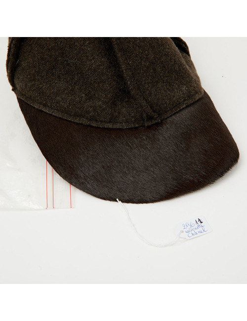 Casquette CHANEL laine bouillie marron et poulain