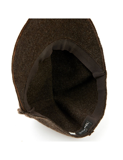 Casquette CHANEL laine bouillie marron et poulain