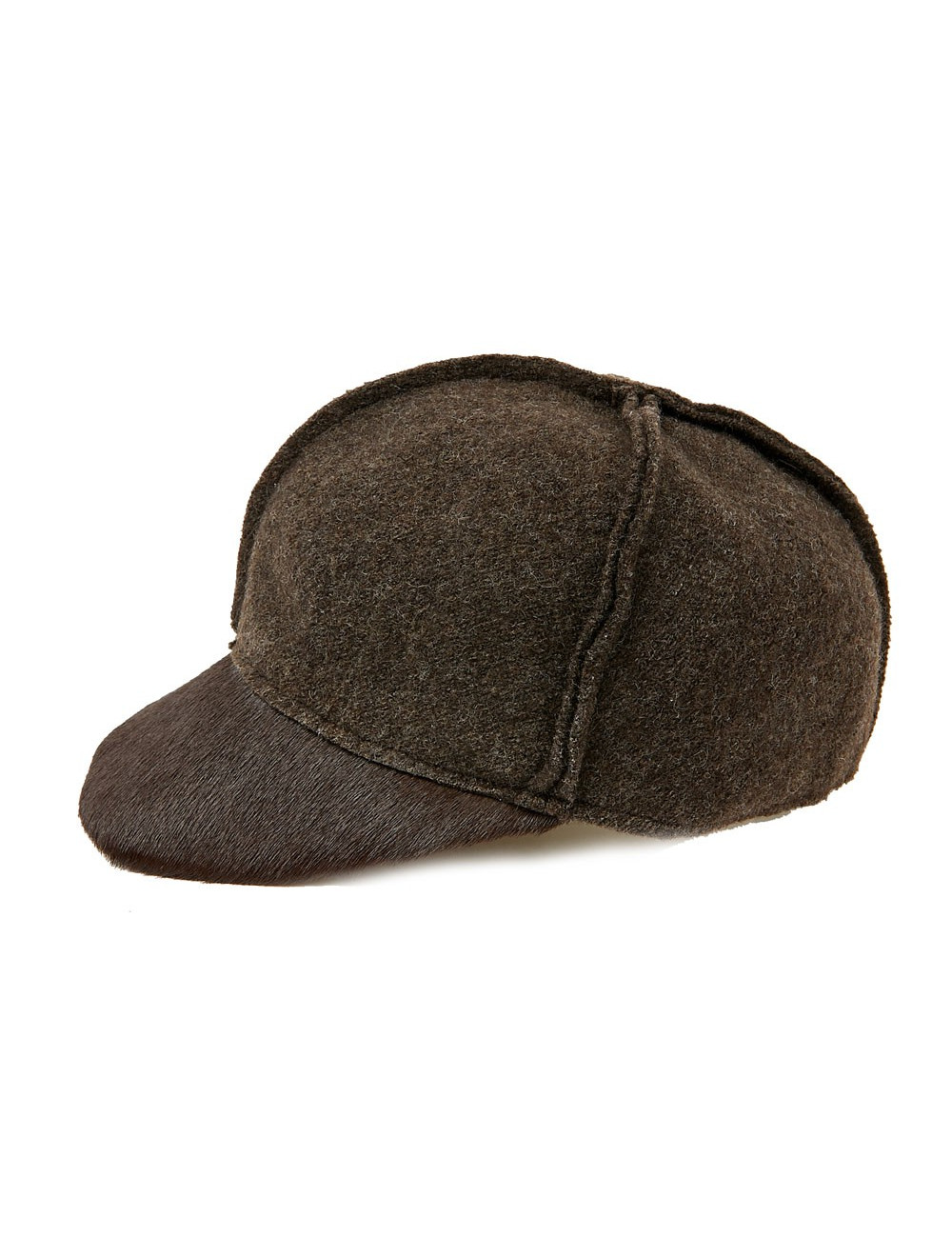 Casquette CHANEL laine bouillie marron et poulain