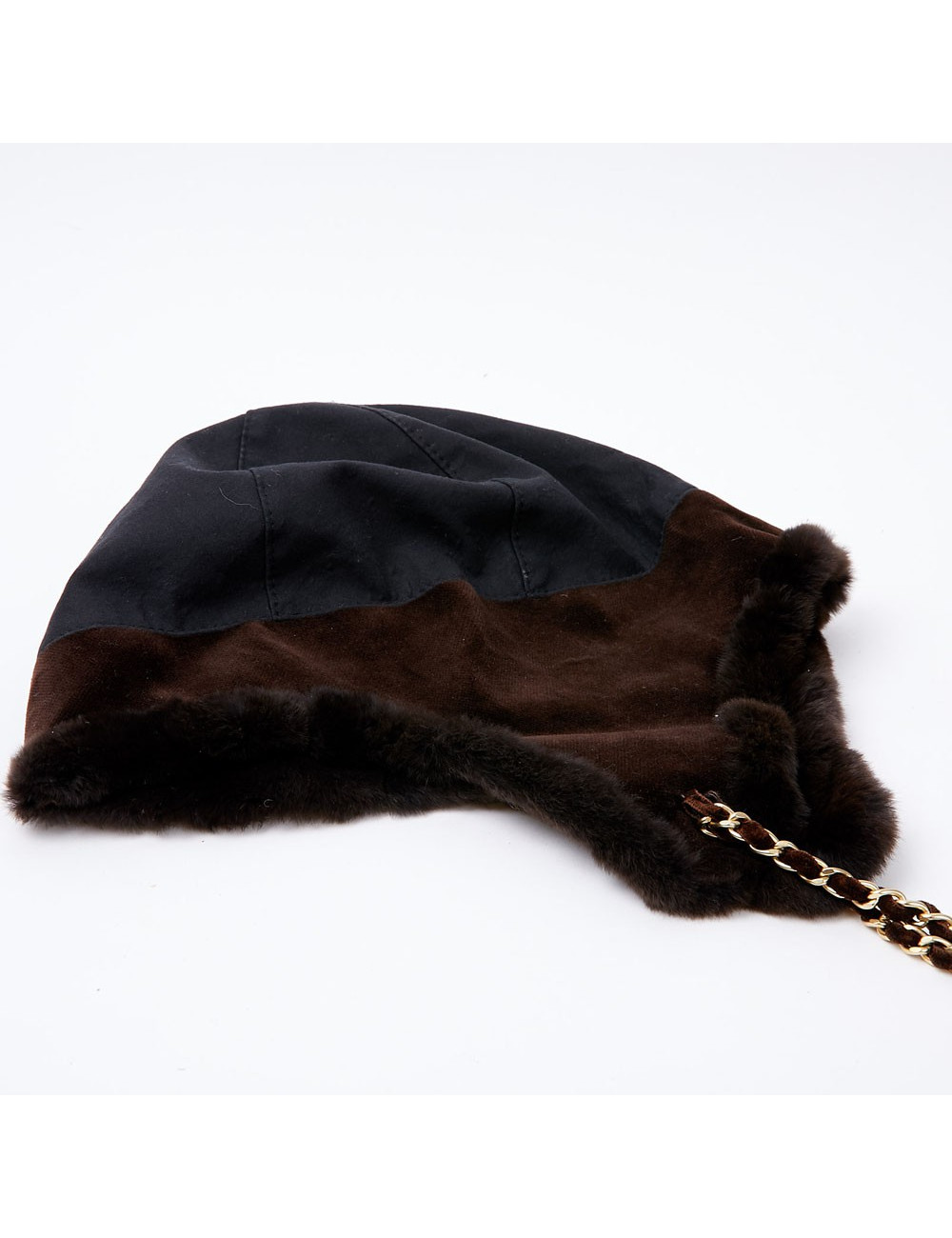 Chapka CHANEL bi-matière marron