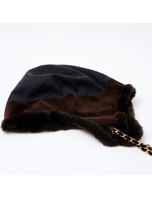 Chapka CHANEL bi-matière marron