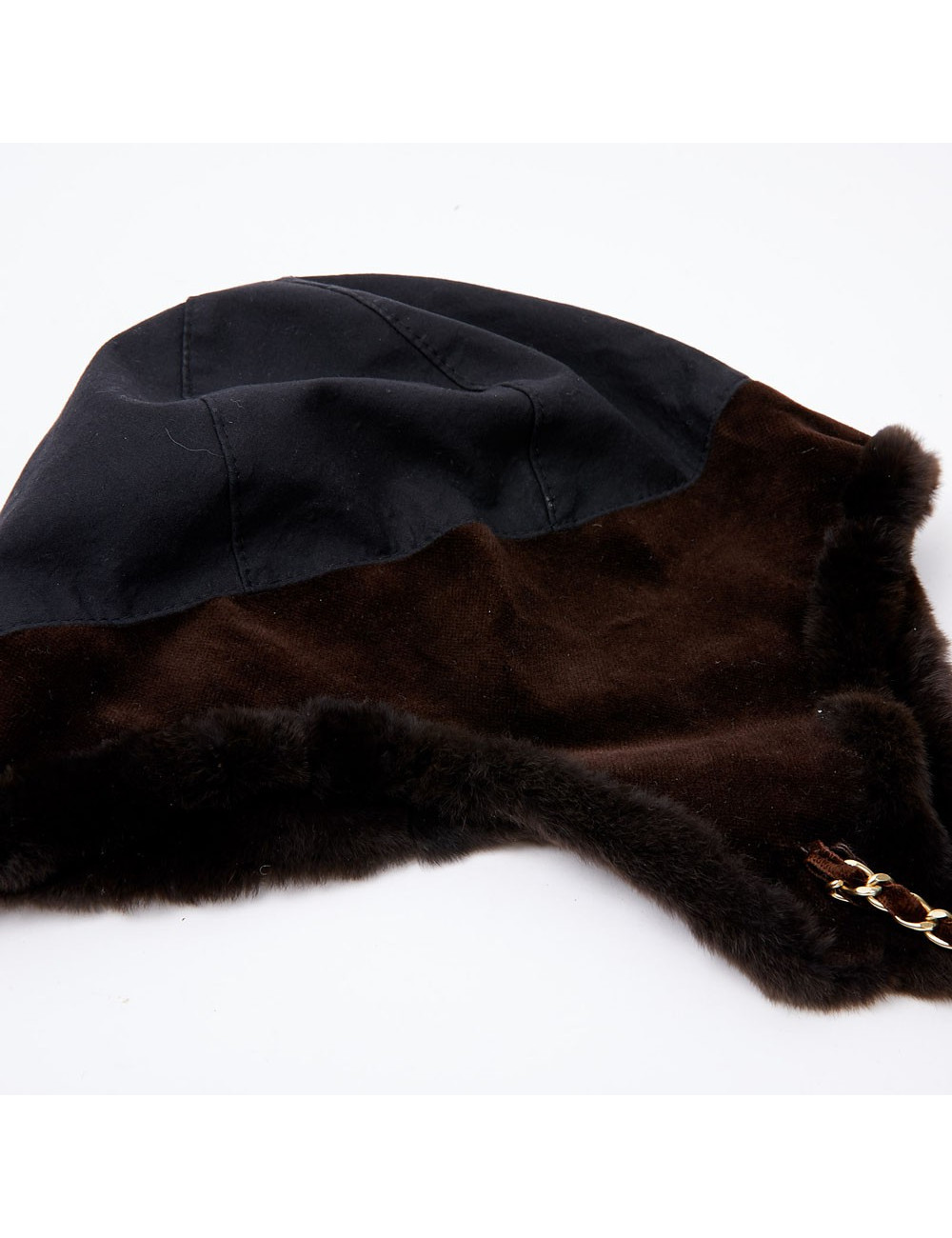 Chapka CHANEL bi-matière marron