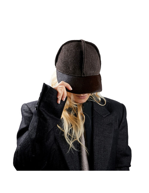 Casquette CHANEL laine bouillie marron et poulain