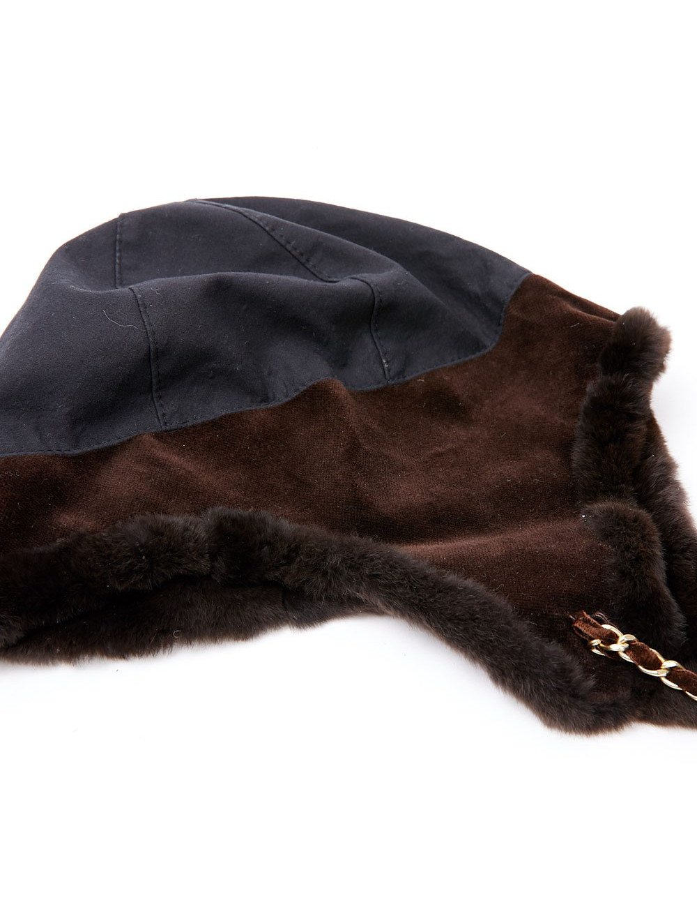 Chapka CHANEL bi-matière marron