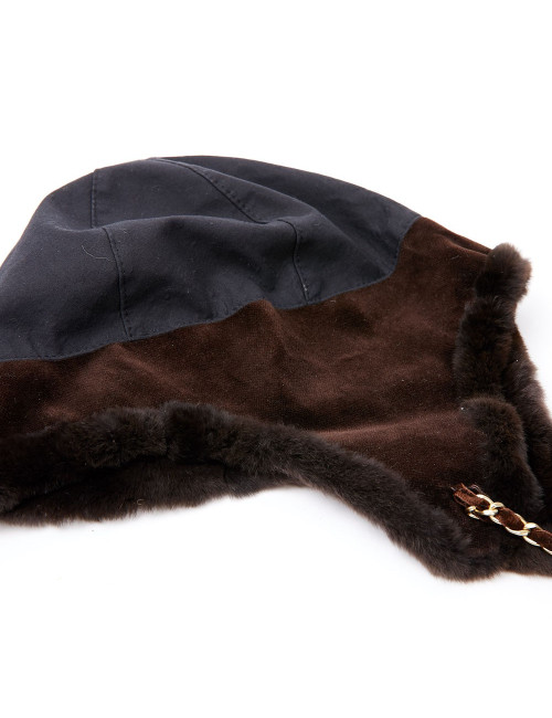 Chapka CHANEL bi-matière marron