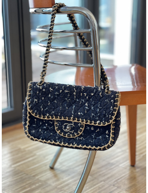 Sac CHANEL tweed bleu nuit, marine