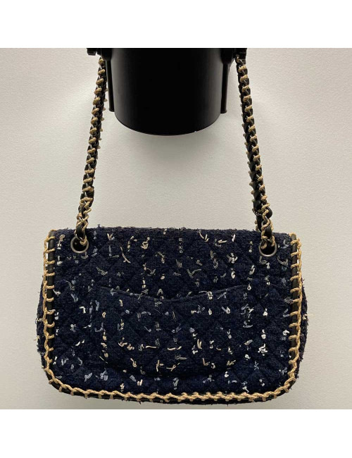 Sac CHANEL tweed bleu nuit, marine