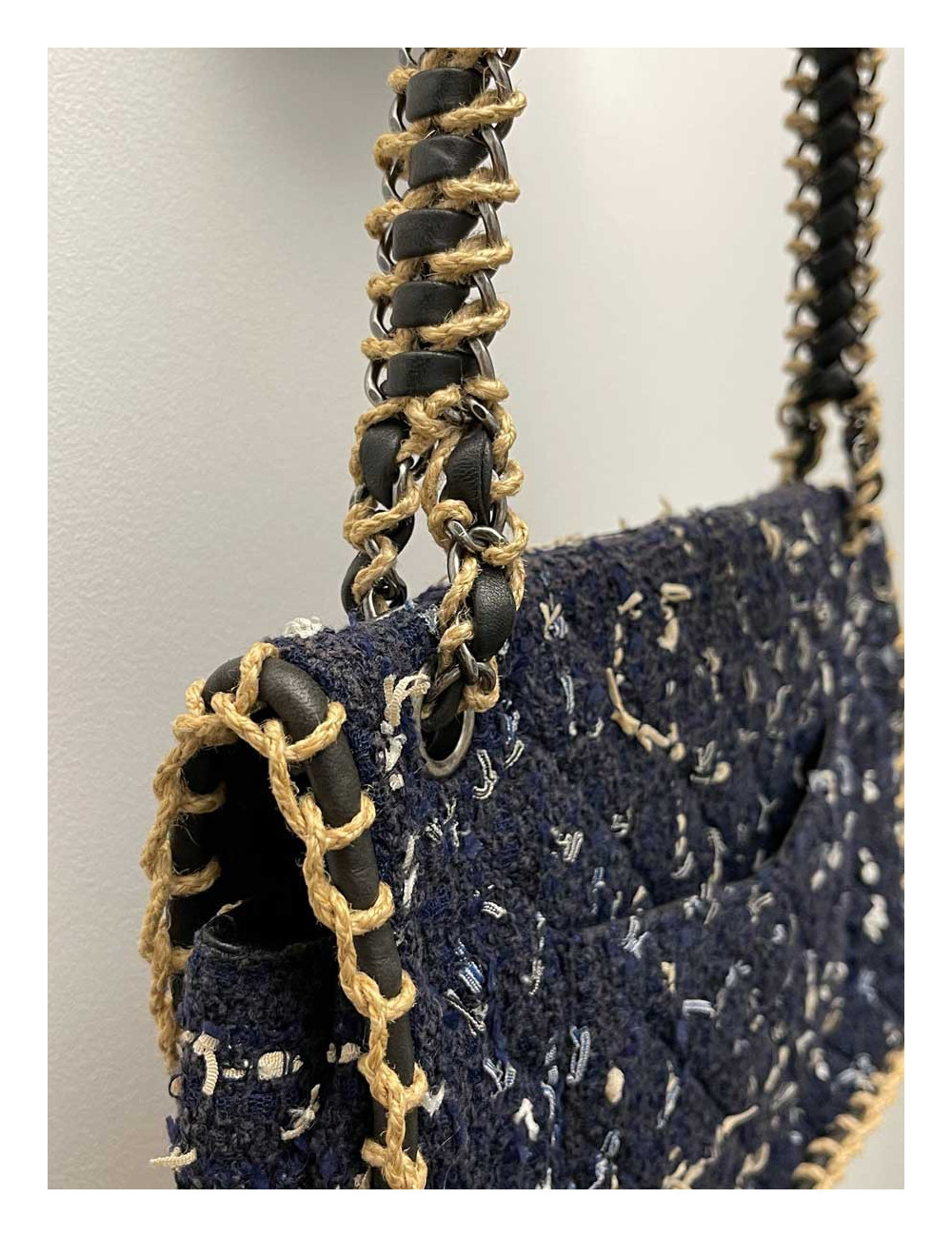 Sac CHANEL tweed bleu nuit, marine
