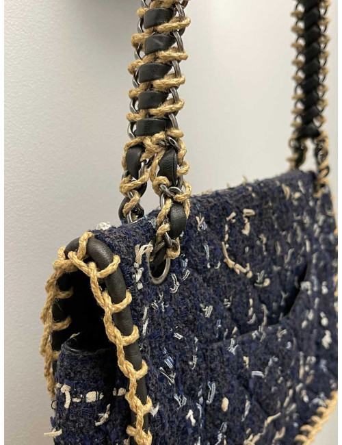Sac CHANEL tweed bleu nuit, marine