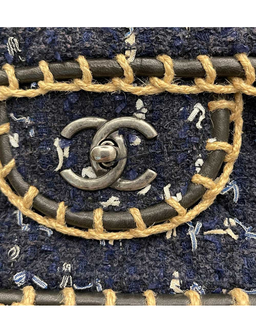 Sac CHANEL tweed bleu nuit, marine