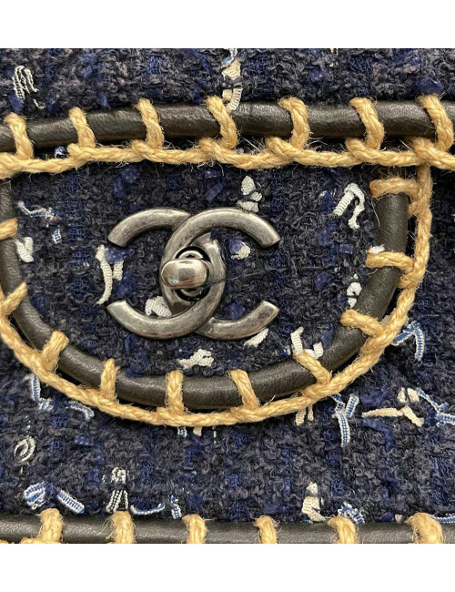 Sac CHANEL tweed bleu 