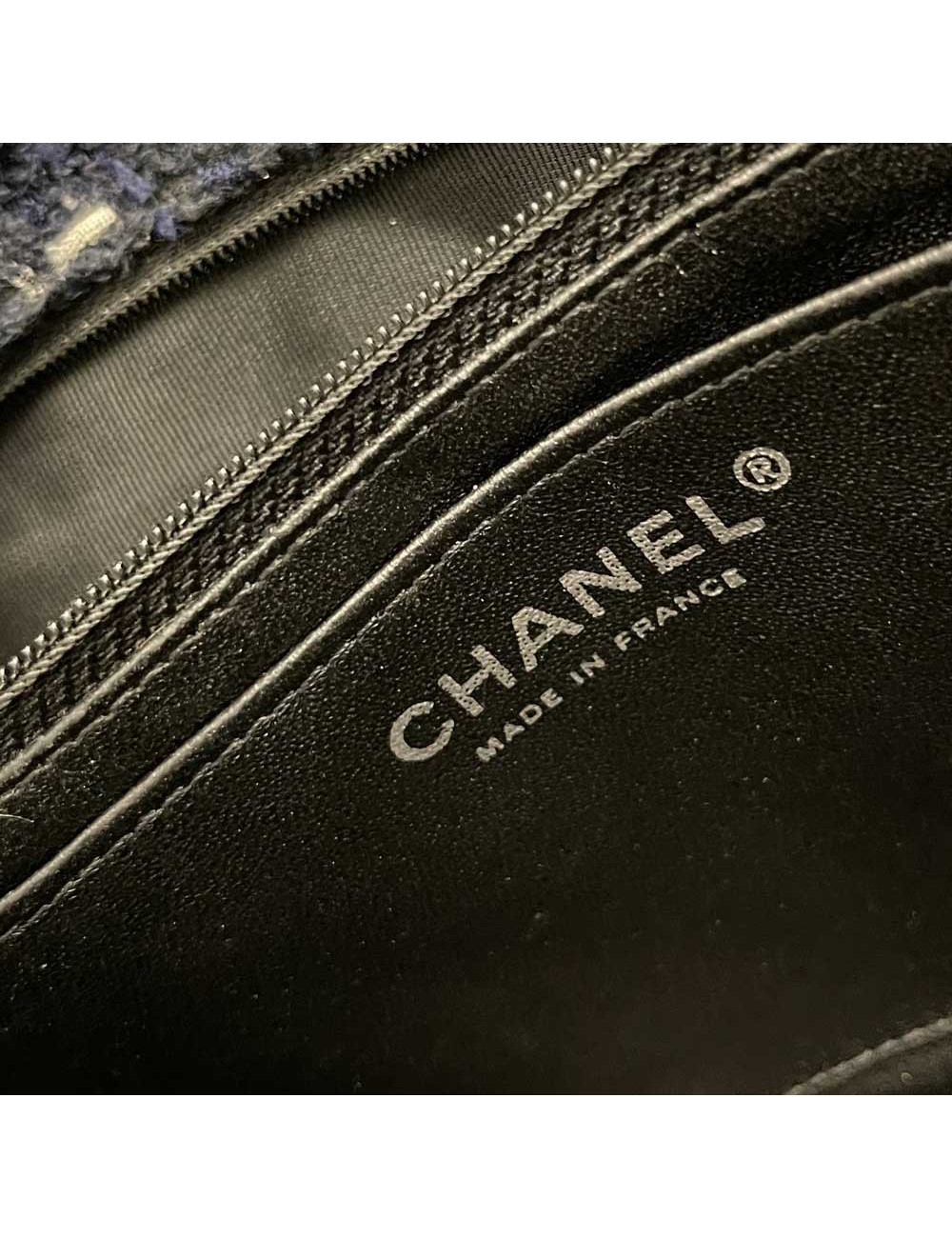 Sac CHANEL tweed bleu nuit, marine