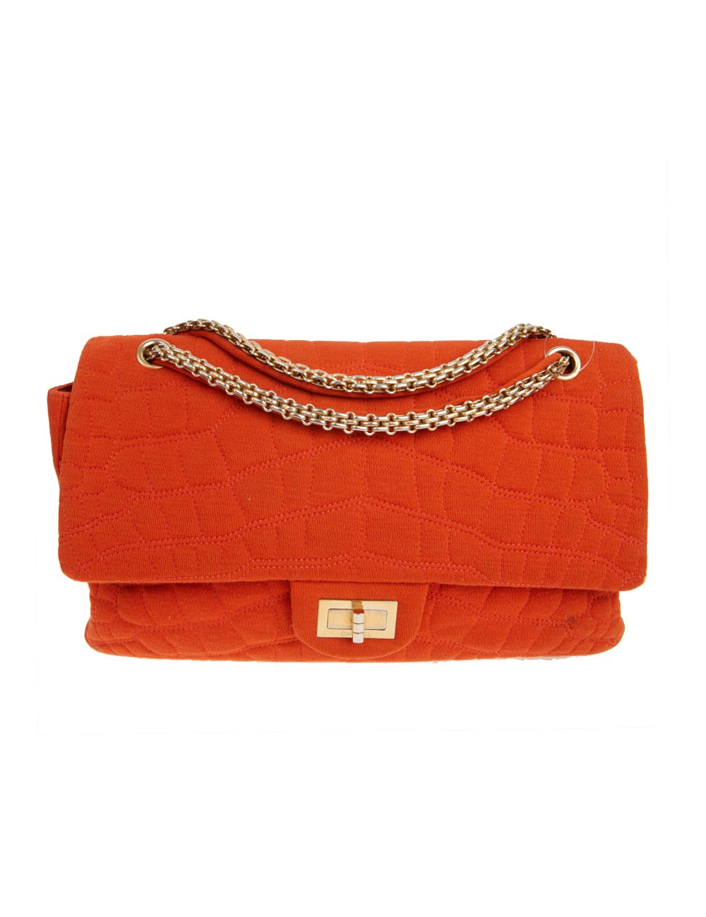 Sac Chanel jersey corail façon crocodile