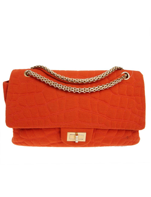 Sac Chanel jersey corail façon crocodile