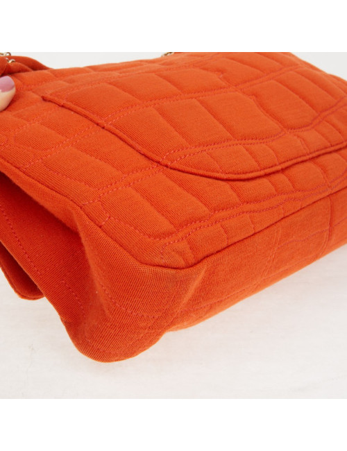 Sac Chanel jersey corail façon crocodile