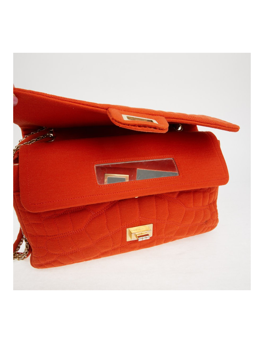 Sac Chanel jersey corail façon crocodile