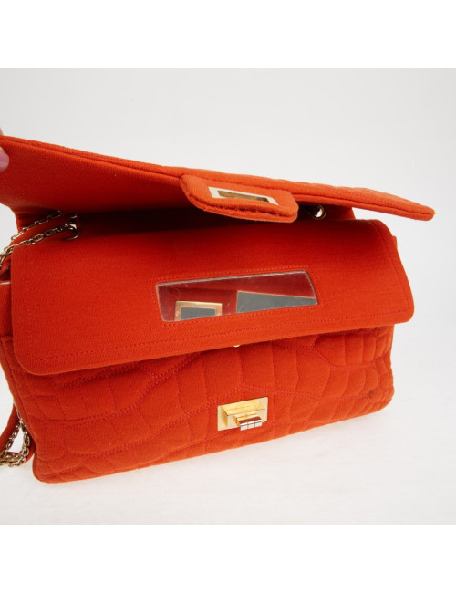 Sac Chanel jersey corail façon crocodile