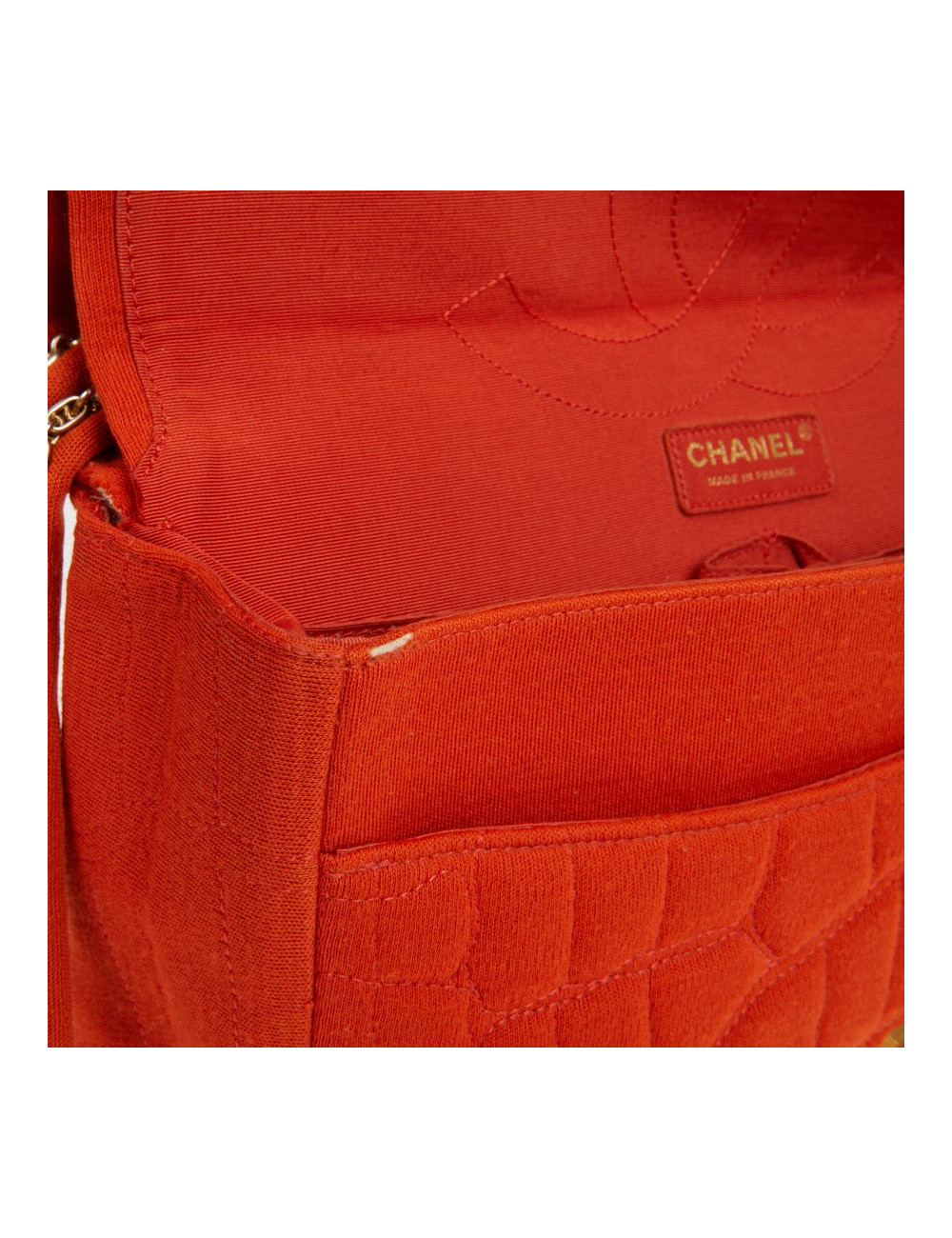 Sac Chanel jersey corail façon crocodile